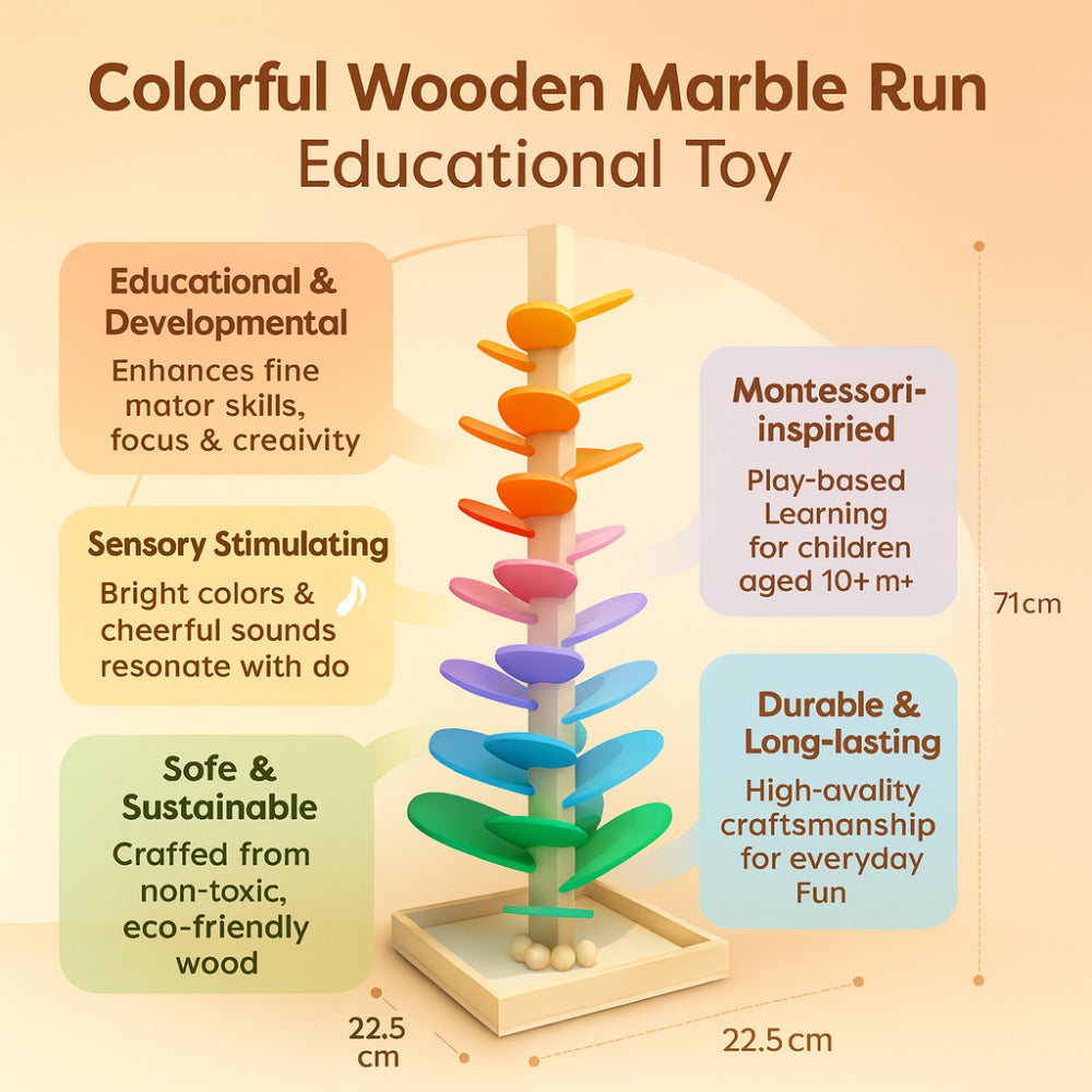 Marble Run Wooden Colorful Educational Toy Kids