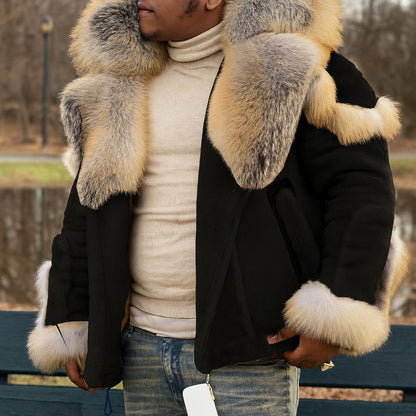 Abrigo de invierno para hombre con cuello grueso y sobredimensionado, chaqueta exterior