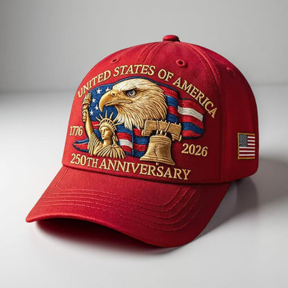 Men’s Baseball Cap Patriotic Eagle 250th Anniversary Veterans Hat