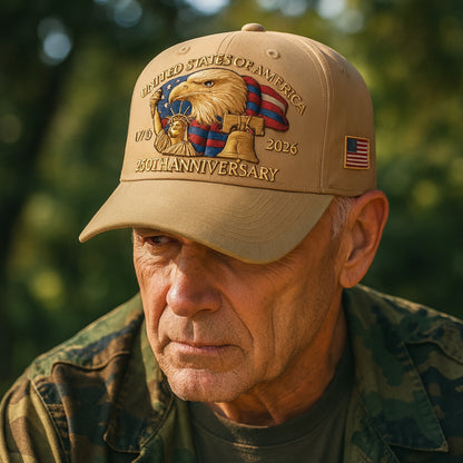 Men’s Baseball Cap Patriotic Eagle 250th Anniversary Veterans Hat