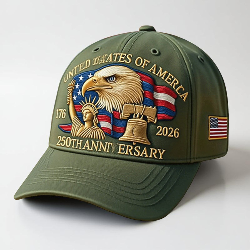 Men’s Baseball Cap Patriotic Eagle 250th Anniversary Veterans Hat