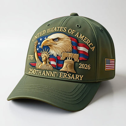 Men’s Baseball Cap Patriotic Eagle 250th Anniversary Veterans Hat