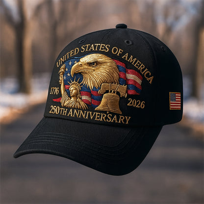 Men’s Baseball Cap Patriotic Eagle 250th Anniversary Veterans Hat