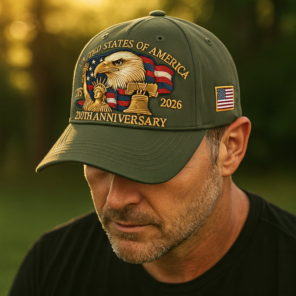 Men’s Baseball Cap Patriotic Eagle 250th Anniversary Veterans Hat