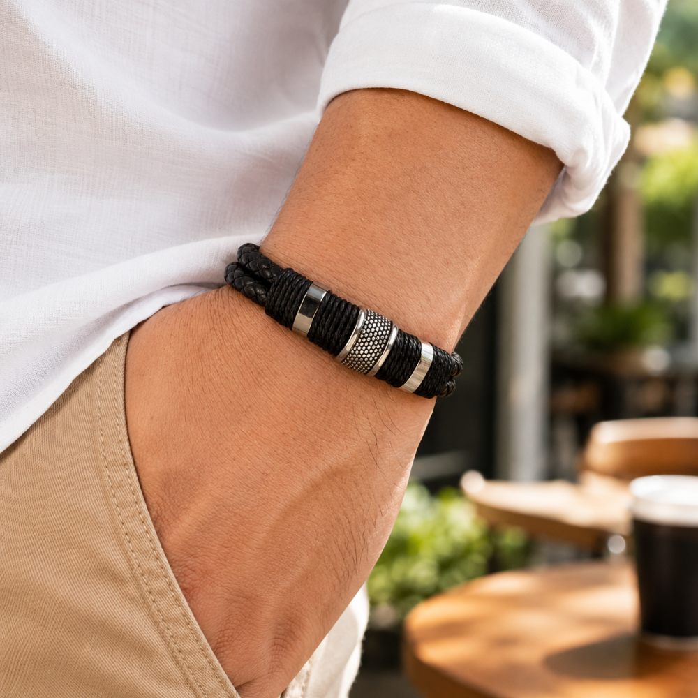 Herrenarmband Geflochtenes Armband Magnetverschluss Schmuck