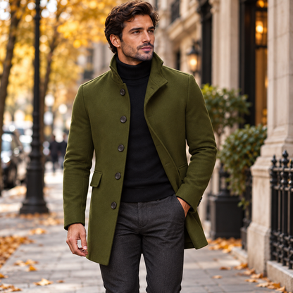 Cappotto da uomo per l'autunno con colletto dal design particolare | Cappotto