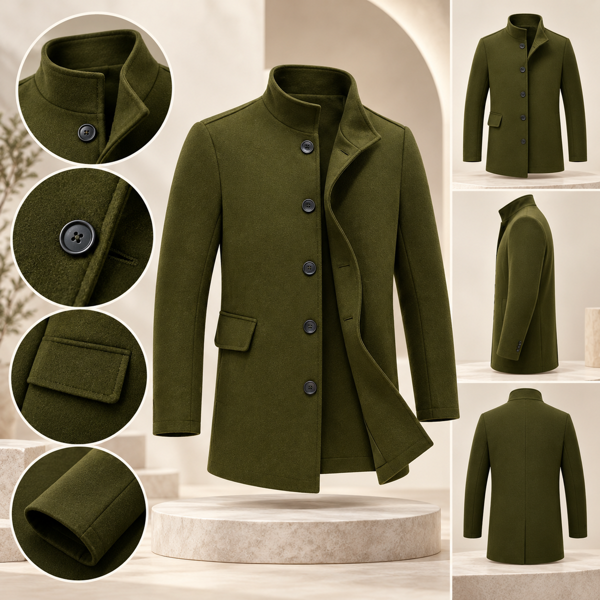 Cappotto da uomo per l'autunno con colletto dal design particolare | Cappotto