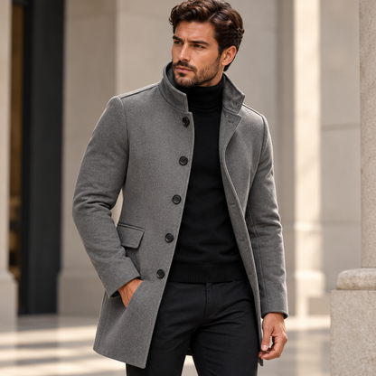 Cappotto da uomo per l'autunno con colletto dal design particolare | Cappotto