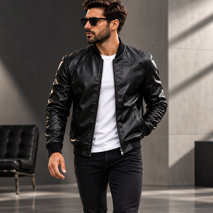 Bomberjacke für Herren mit glänzender Oberfläche, langen Ärmeln | Streetwear
