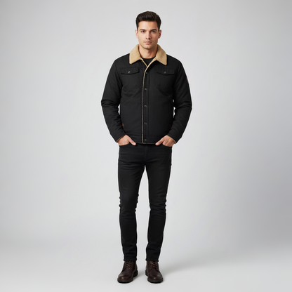 Herrejakke bomber med sherpafor vinterfrakke