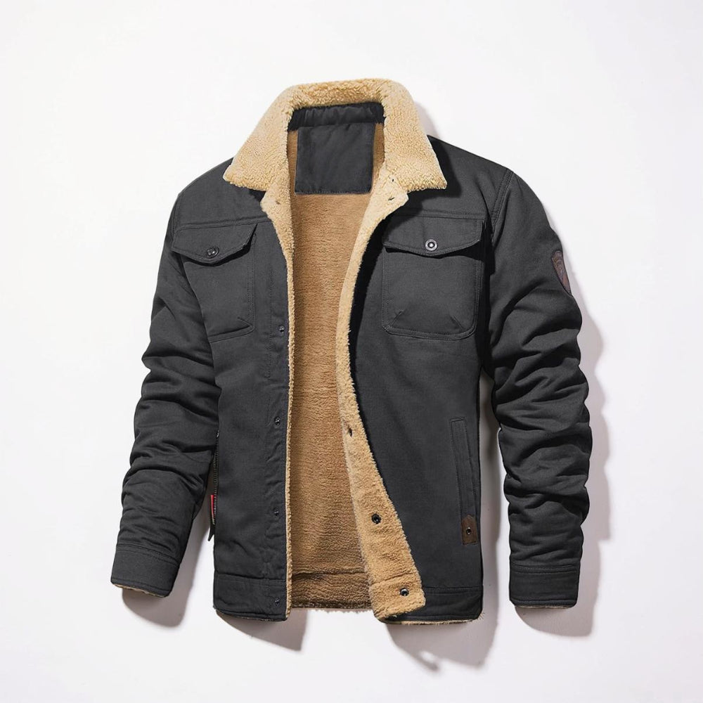 Herrejakke bomber med sherpafor vinterfrakke