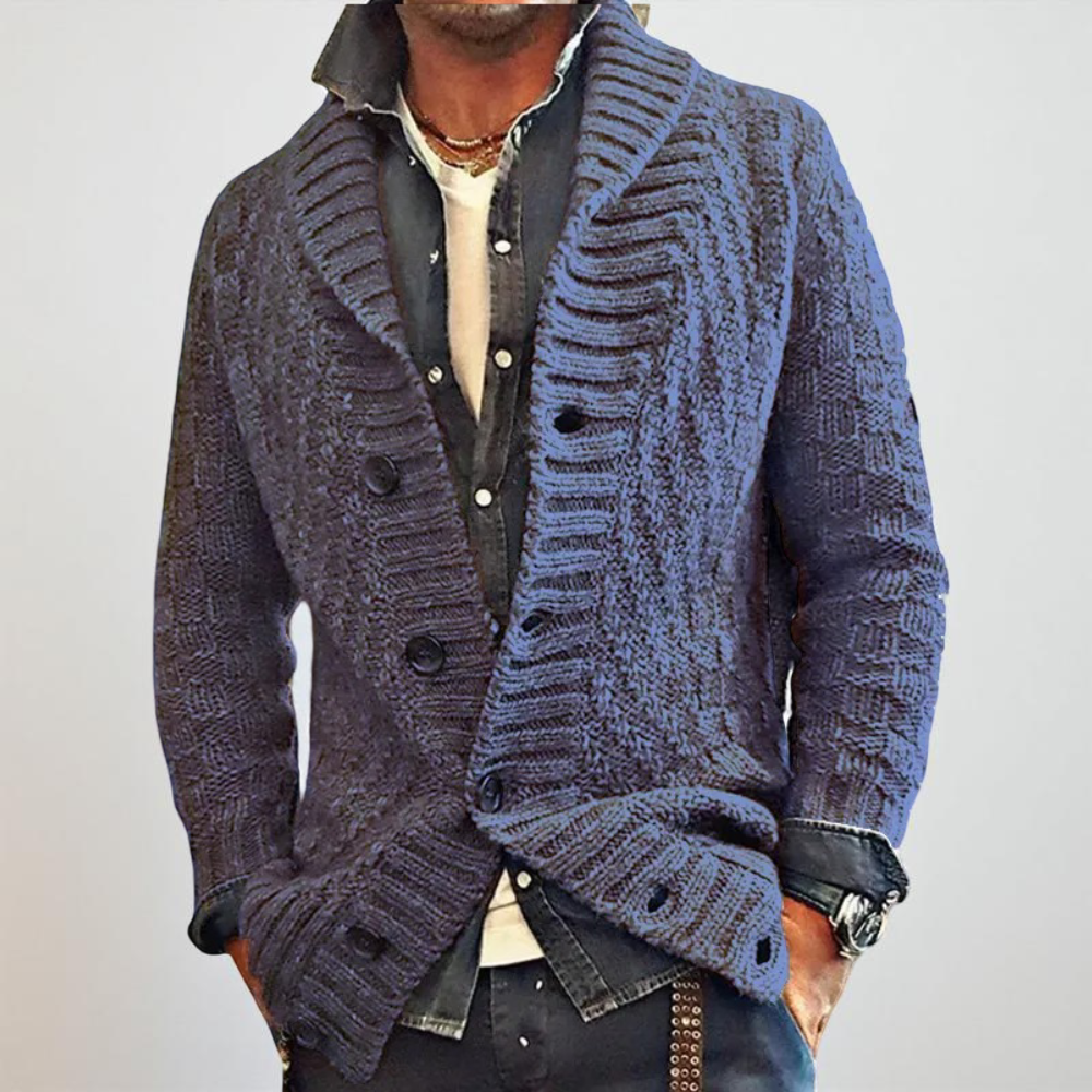 Men's Knit Jacket - Long Oversized Shawl Collar - Image 4