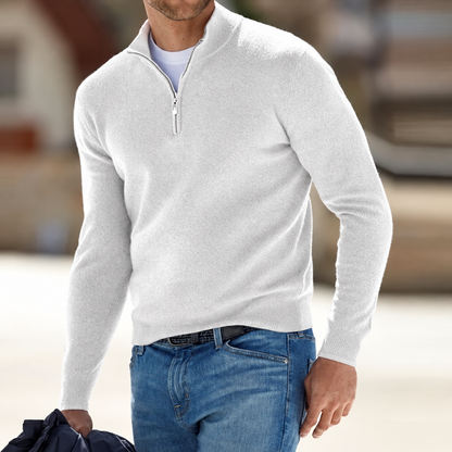 Herrenpullover mit langen Ärmeln und Reißverschlussdesign | Lässig