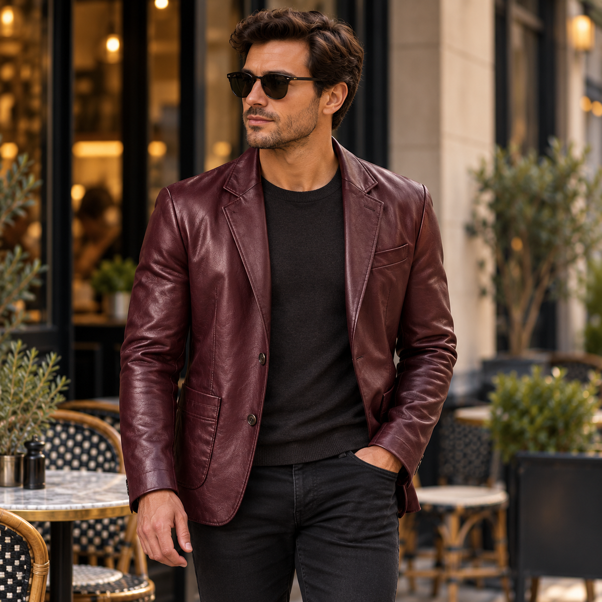 Alsidig blazer til mænd med moderne snit | Blazer i lammeskind