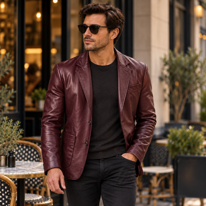 Alsidig blazer til mænd med moderne snit | Blazer i lammeskind