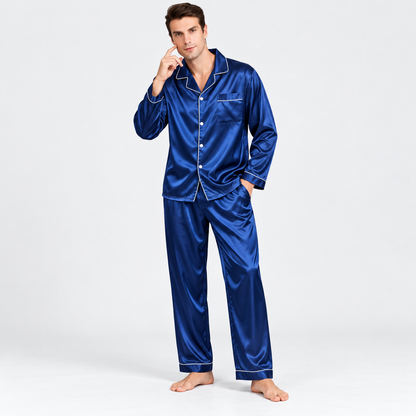 Men's Pajamas Long Sleeve Pajama Set | Elastic Waistband Pants