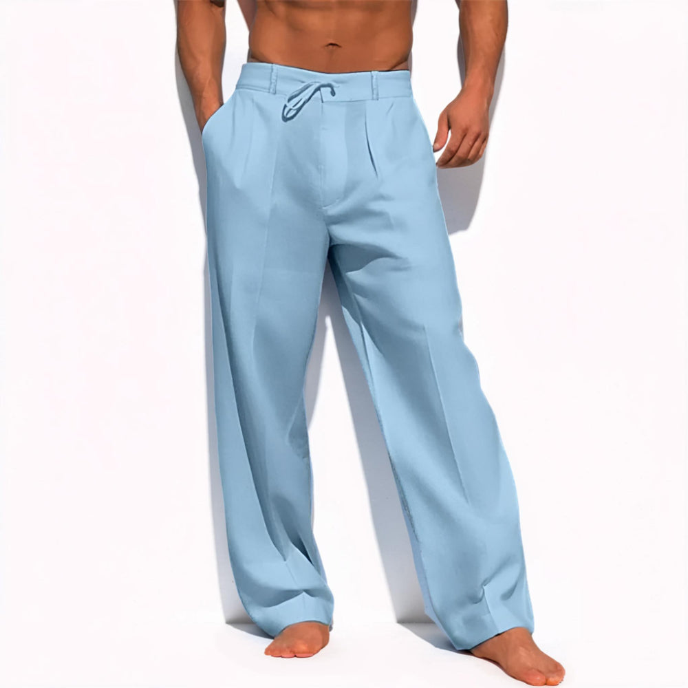Pantalones para hombre casuales de corte relajado con cordón y pierna recta