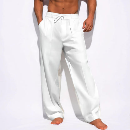 Pantalones para hombre casuales de corte relajado con cordón y pierna recta