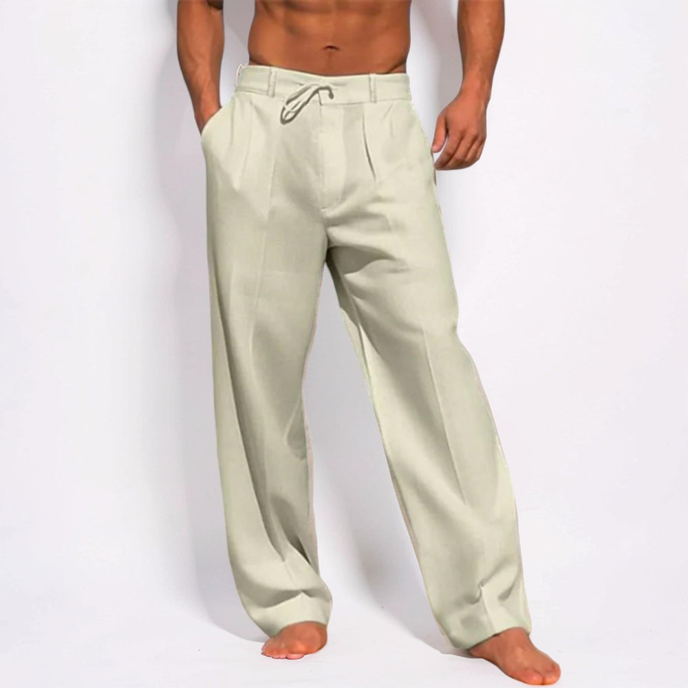 Pantalones para hombre casuales de corte relajado con cordón y pierna recta