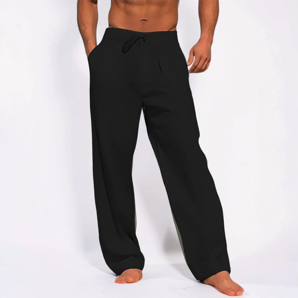 Pantalones para hombre casuales de corte relajado con cordón y pierna recta