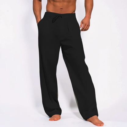 Pantalones para hombre casuales de corte relajado con cordón y pierna recta
