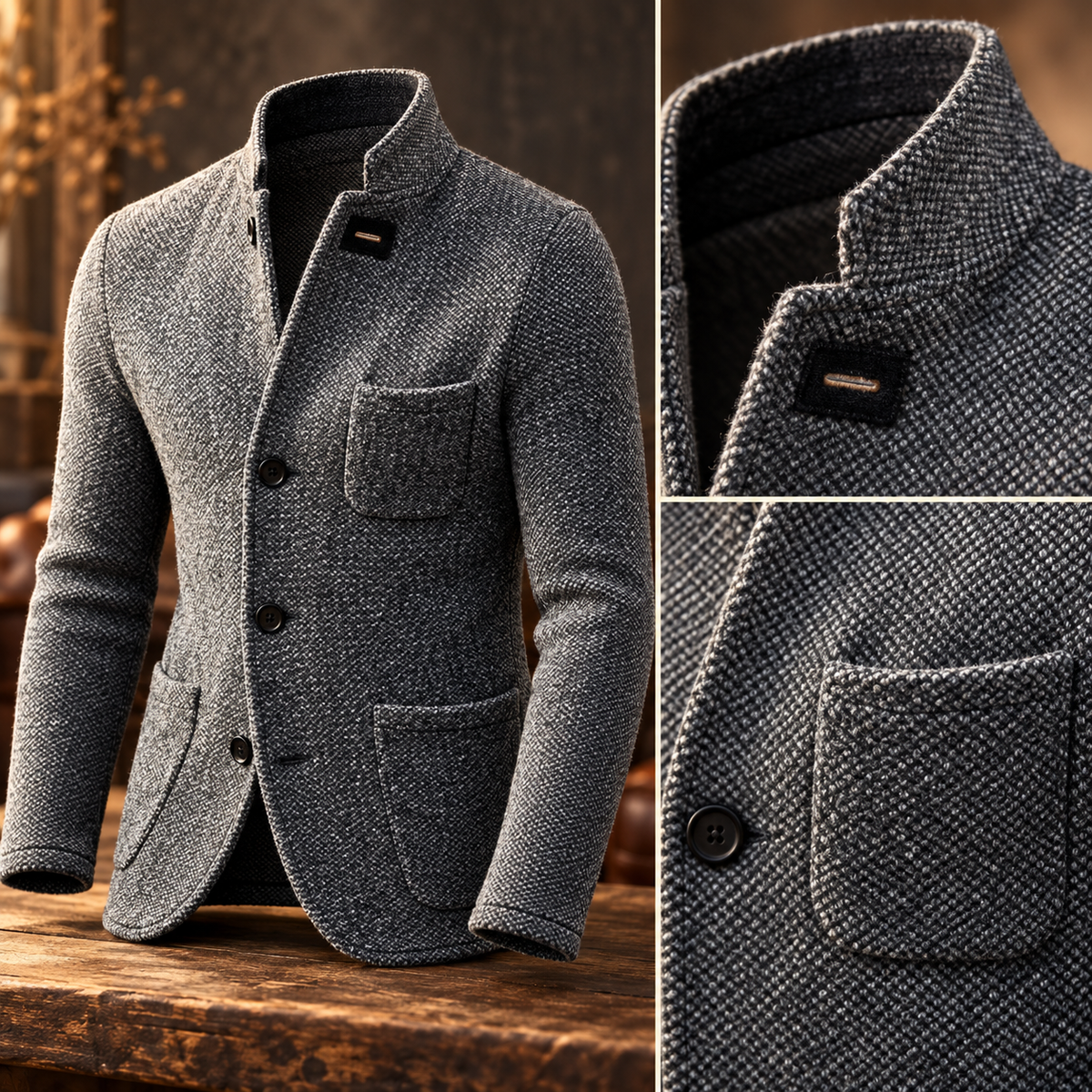 Casaco de malha retro para homem, roupa exterior casual | Sobreposição versátil