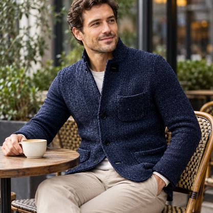 Casaco de malha retro para homem, roupa exterior casual | Sobreposição versátil