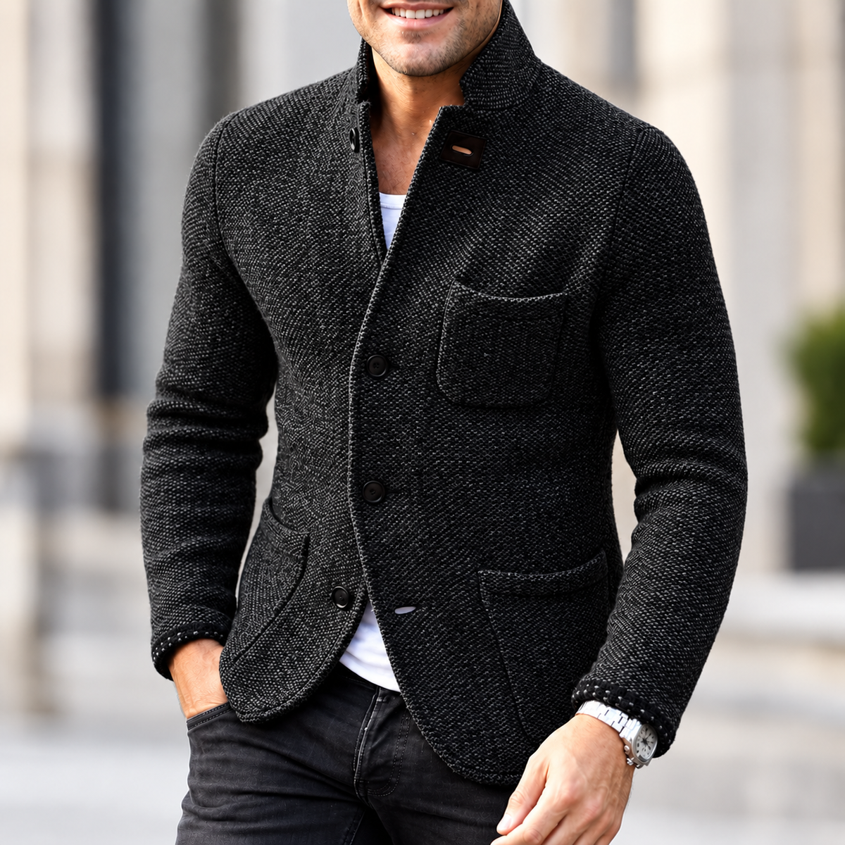 Herren-Retro-Cardigan aus hochwertigem Strick | Vielseitige Oberbekleidung