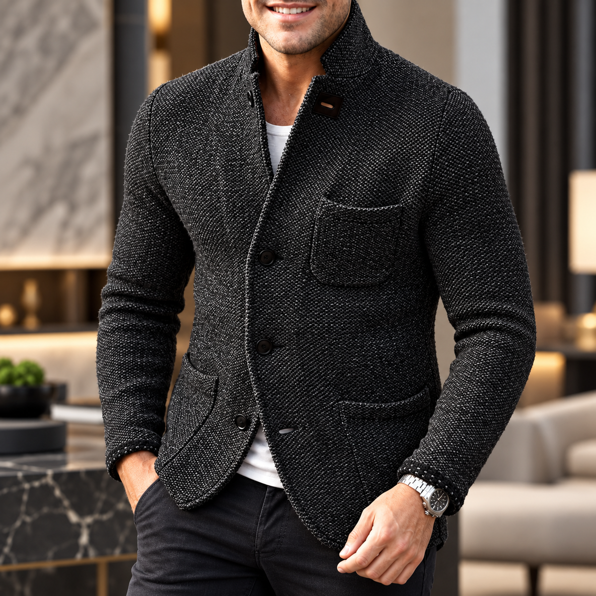 Herren-Retro-Cardigan aus hochwertigem Strick | Vielseitige Oberbekleidung
