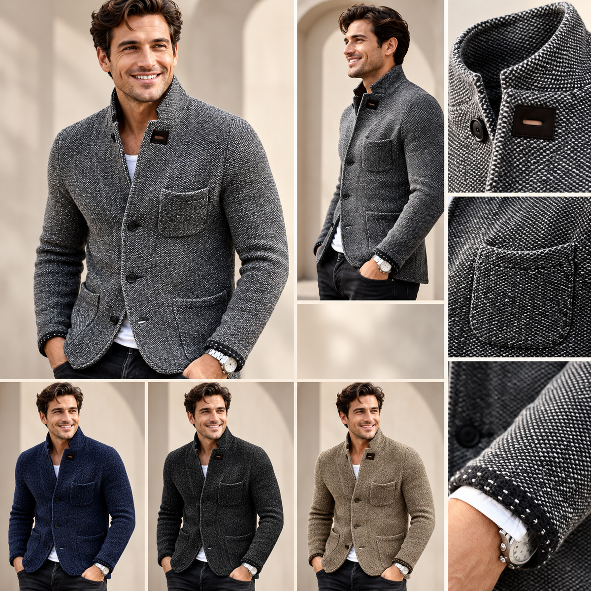 Herren-Retro-Cardigan aus hochwertigem Strick | Vielseitige Oberbekleidung