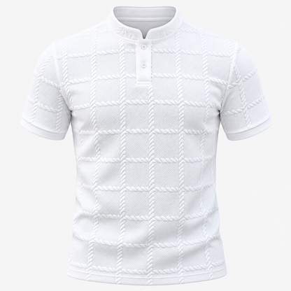 Kurzärmliges Henley-Shirt für Herren, lässig | Sommerkleidung