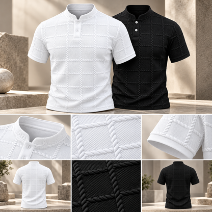 Kurzärmliges Henley-Shirt für Herren, lässig | Sommerkleidung
