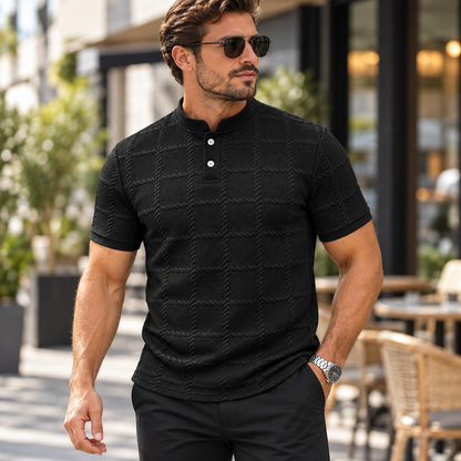 Kurzärmliges Henley-Shirt für Herren, lässig | Sommerkleidung