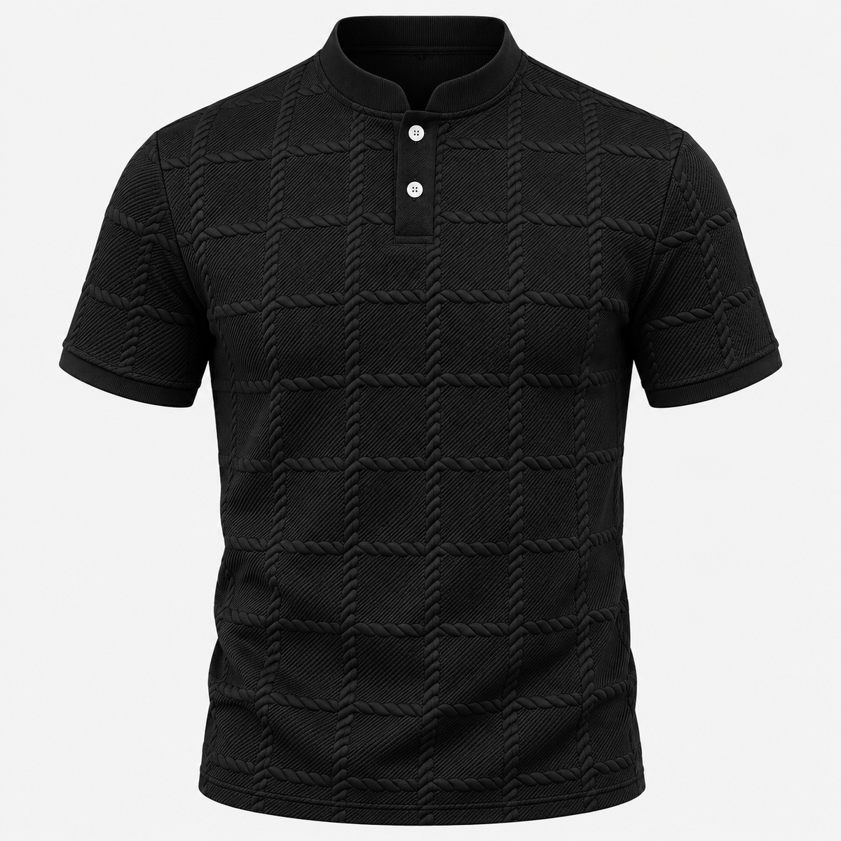 Kurzärmliges Henley-Shirt für Herren, lässig | Sommerkleidung