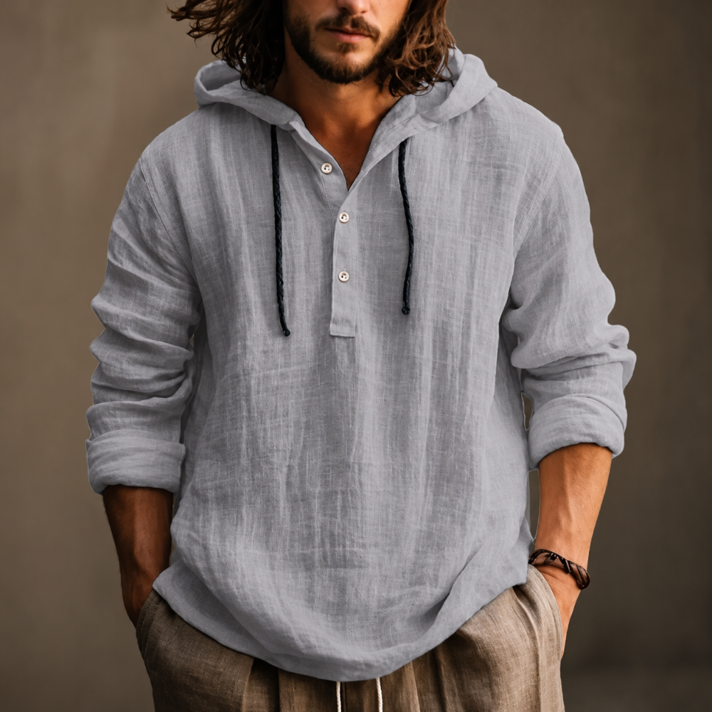 Herren Sommer Hoodie Lässiger Pullover mit langen Ärmeln und Kordelzug