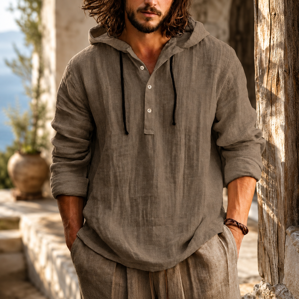 Herren Sommer Hoodie Lässiger Pullover mit langen Ärmeln und Kordelzug