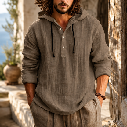 Herren Sommer Hoodie Lässiger Pullover mit langen Ärmeln und Kordelzug