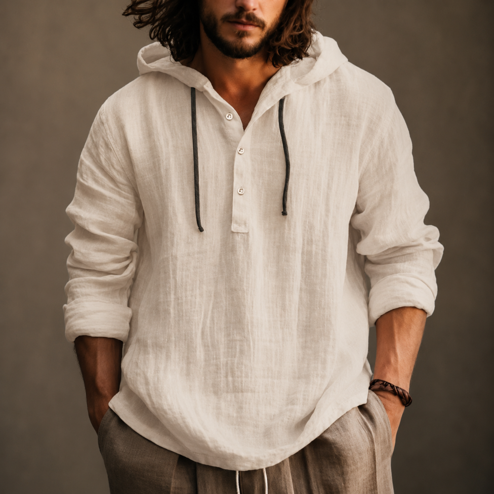 Herren Sommer Hoodie Lässiger Pullover mit langen Ärmeln und Kordelzug