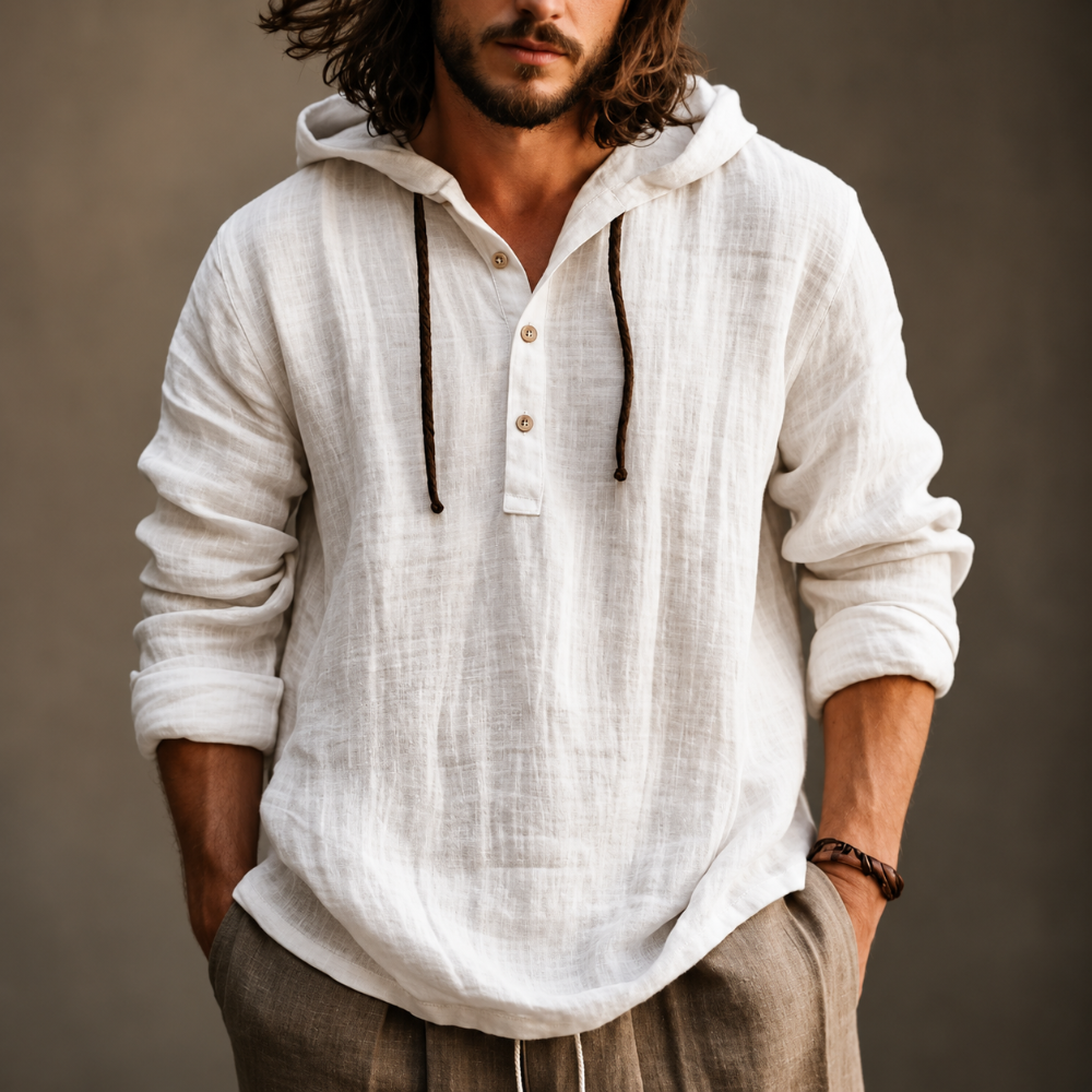 Herren Sommer Hoodie Lässiger Pullover mit langen Ärmeln und Kordelzug