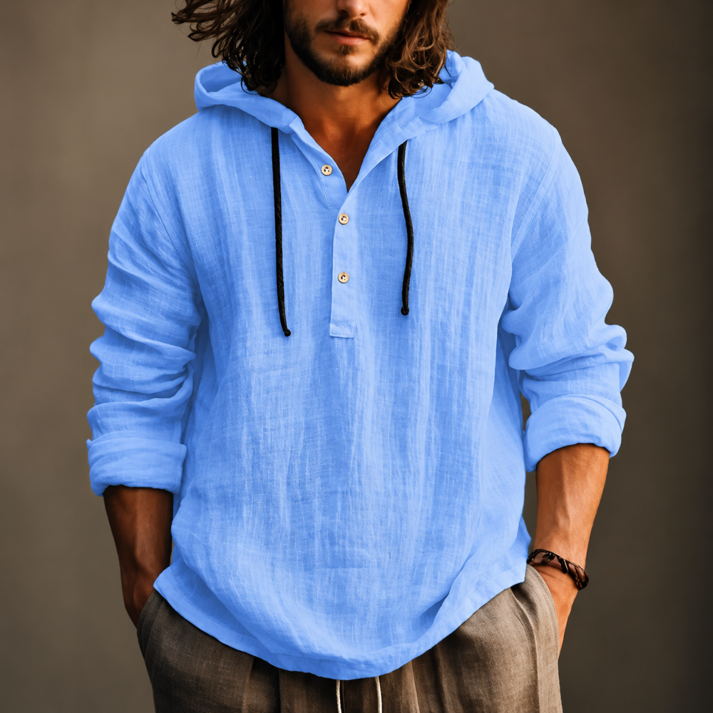 Herren Sommer Hoodie Lässiger Pullover mit langen Ärmeln und Kordelzug
