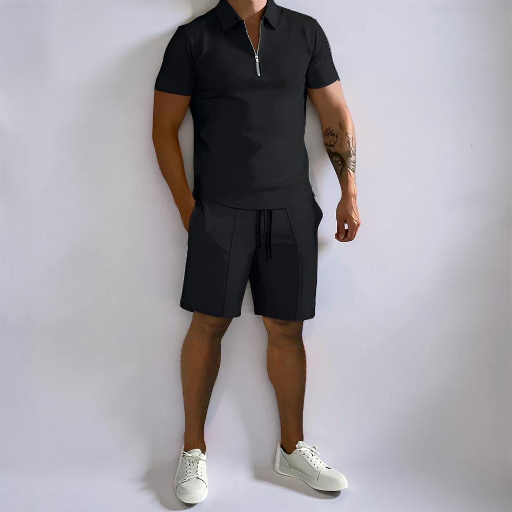 Conjunto de verano para hombre con pantalones cortos cómodos y polo de dos piezas