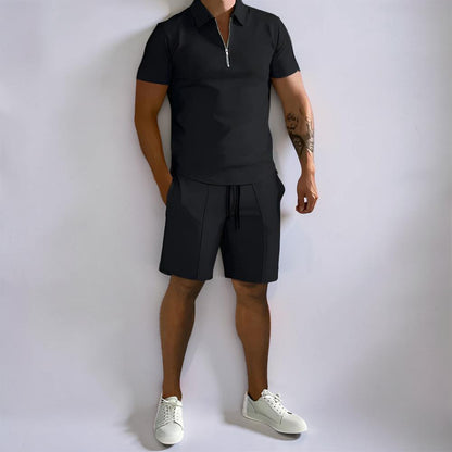 Conjunto de verano para hombre con pantalones cortos cómodos y polo de dos piezas