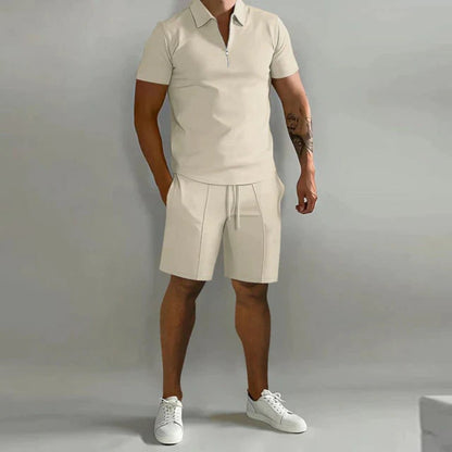 Conjunto de verano para hombre con pantalones cortos cómodos y polo de dos piezas