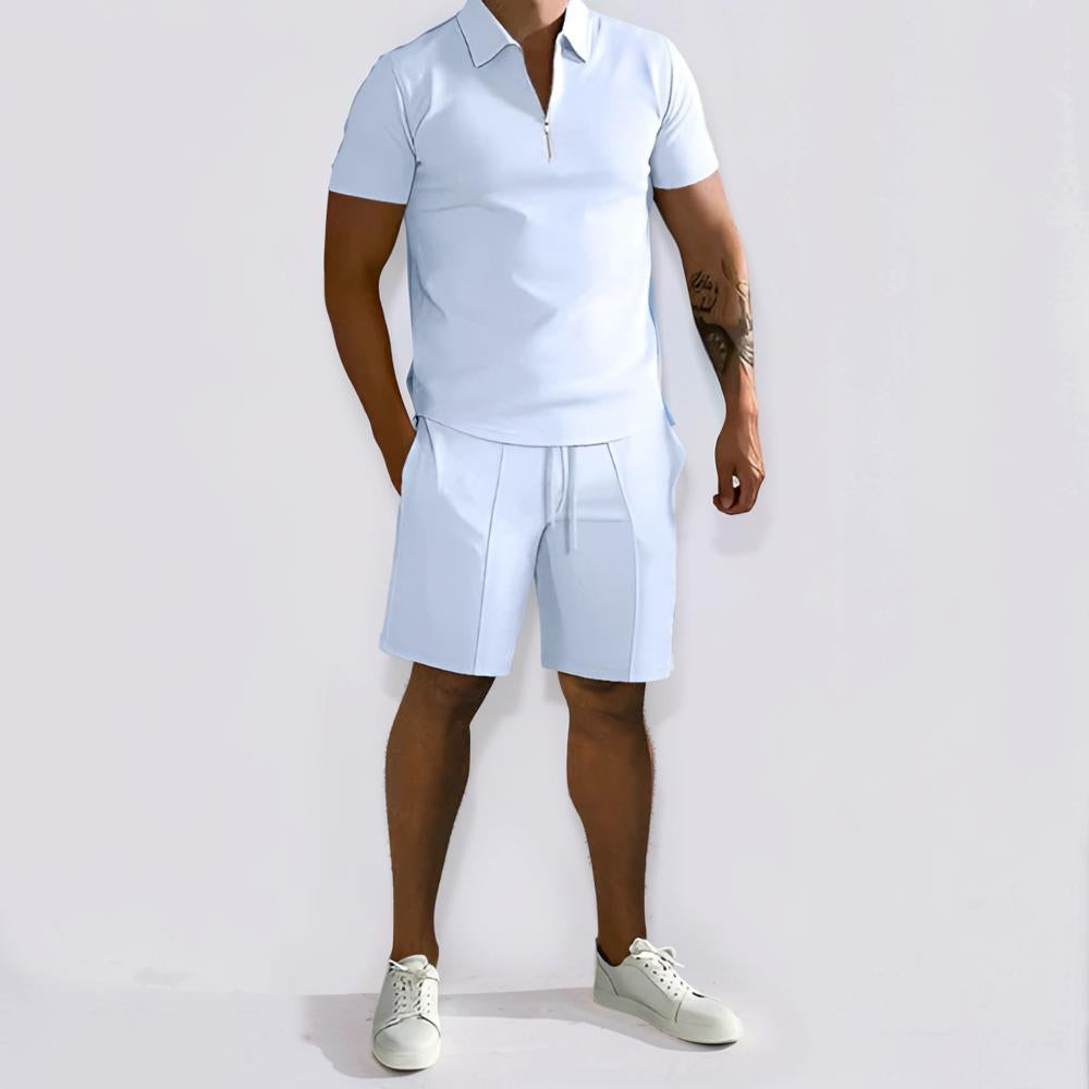 Conjunto de verano para hombre con pantalones cortos cómodos y polo de dos piezas