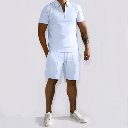 Conjunto de verano para hombre con pantalones cortos cómodos y polo de dos piezas