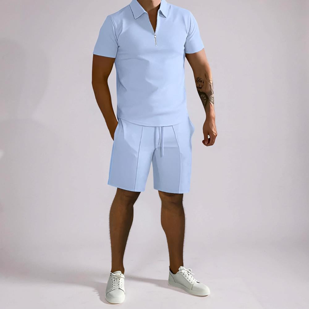 Conjunto de verano para hombre con pantalones cortos cómodos y polo de dos piezas