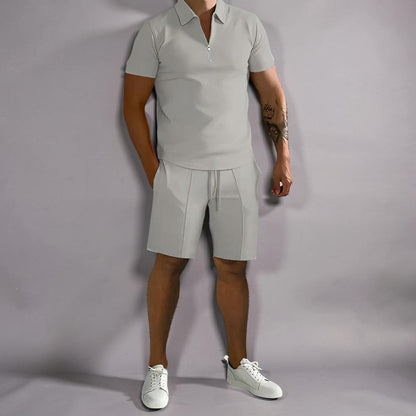 Conjunto de verano para hombre con pantalones cortos cómodos y polo de dos piezas
