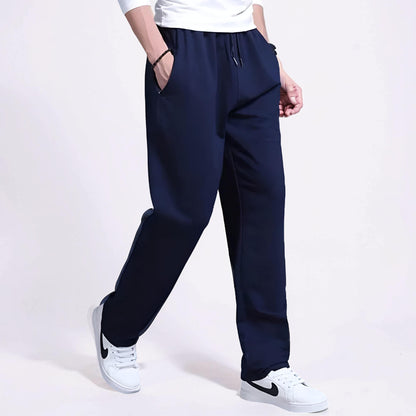 Herre sweatpants med vid ben, snøre og afslappet joggerstil