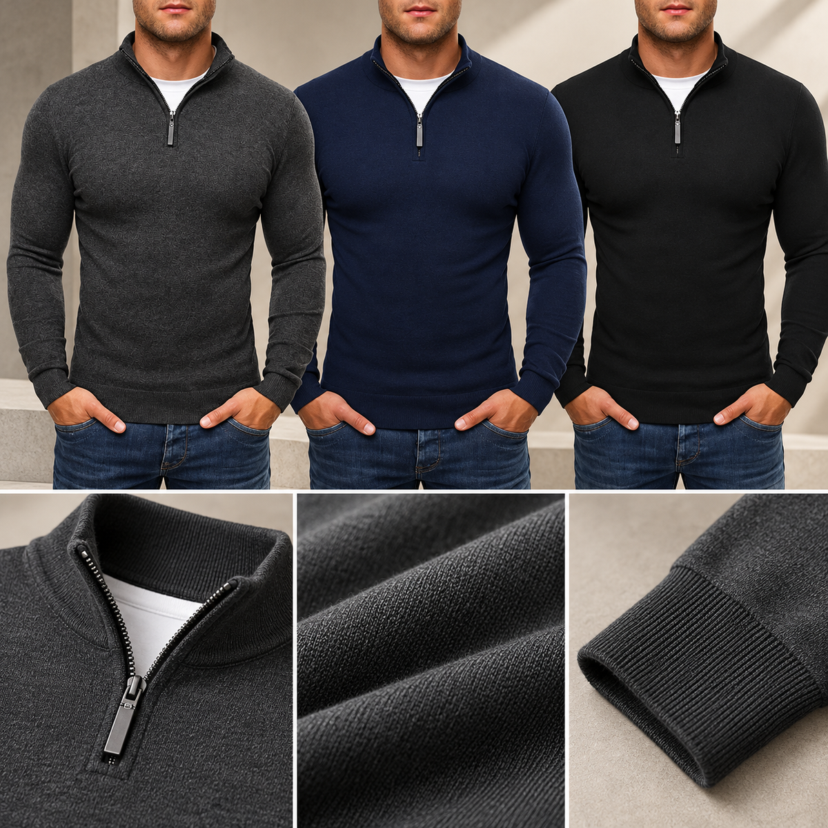 Maglione da uomo alla moda con collo alto | alta moda | abbigliamento casual