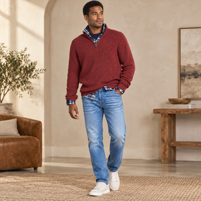 Camisola com fecho versátil para homem, estilo casual executivo | roupa de escritório
